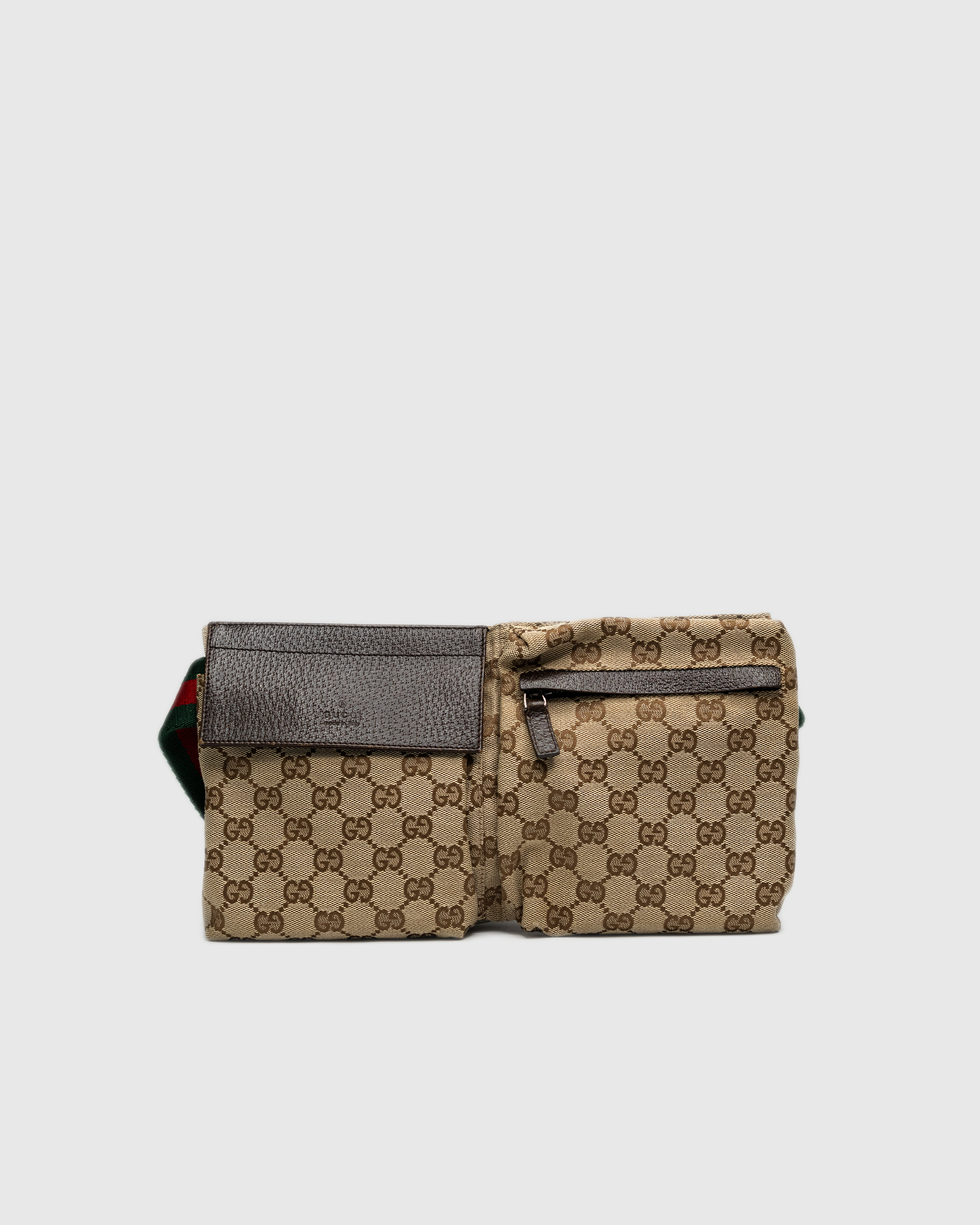 Gucci GG Supreme Canvas Belt Bag with Green-Red Web Strap