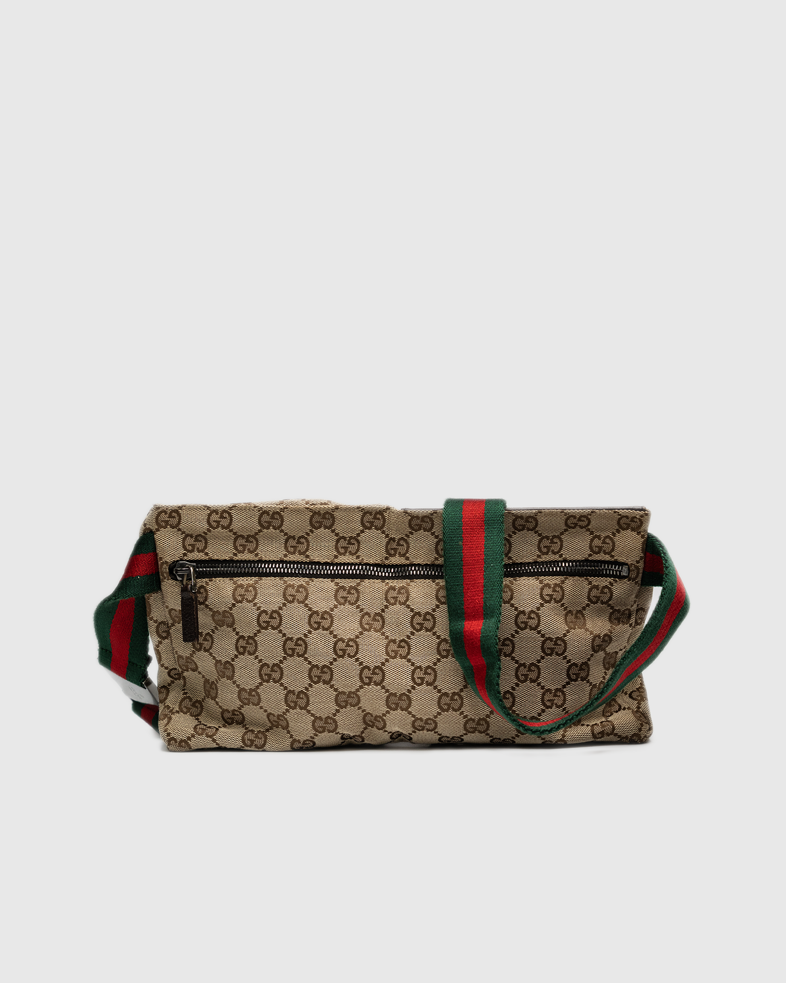 Gucci GG Supreme Canvas Belt Bag with Green-Red Web Strap