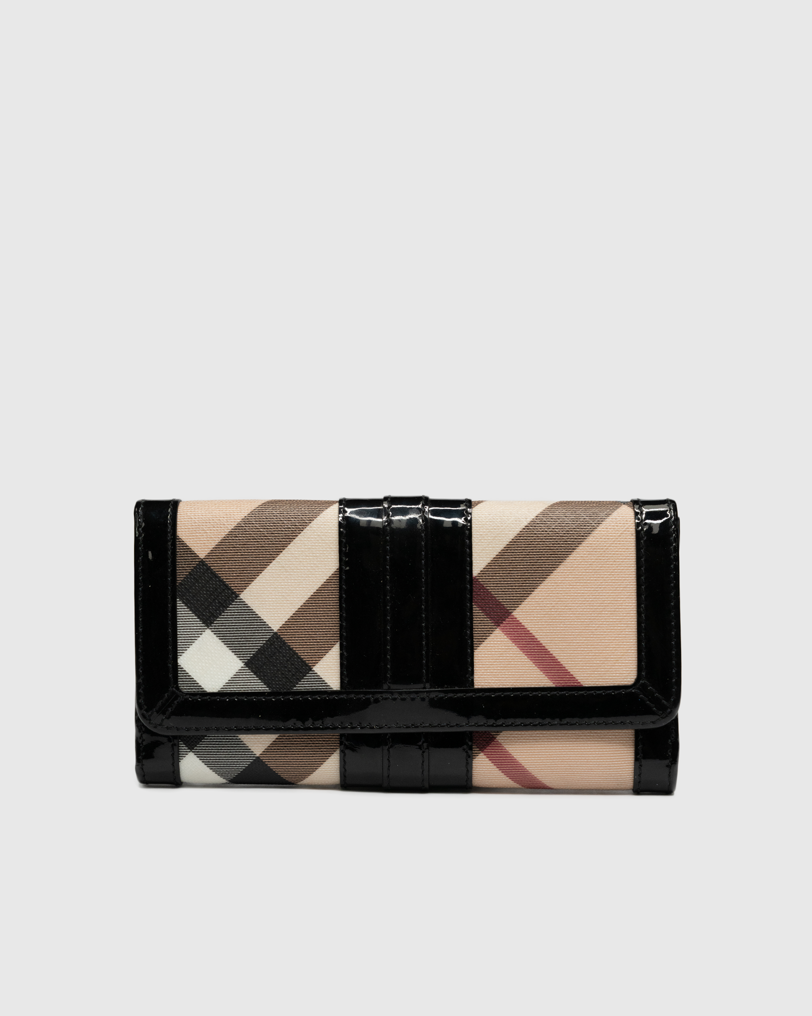 BURBERRY Patent Trim Check Wallet