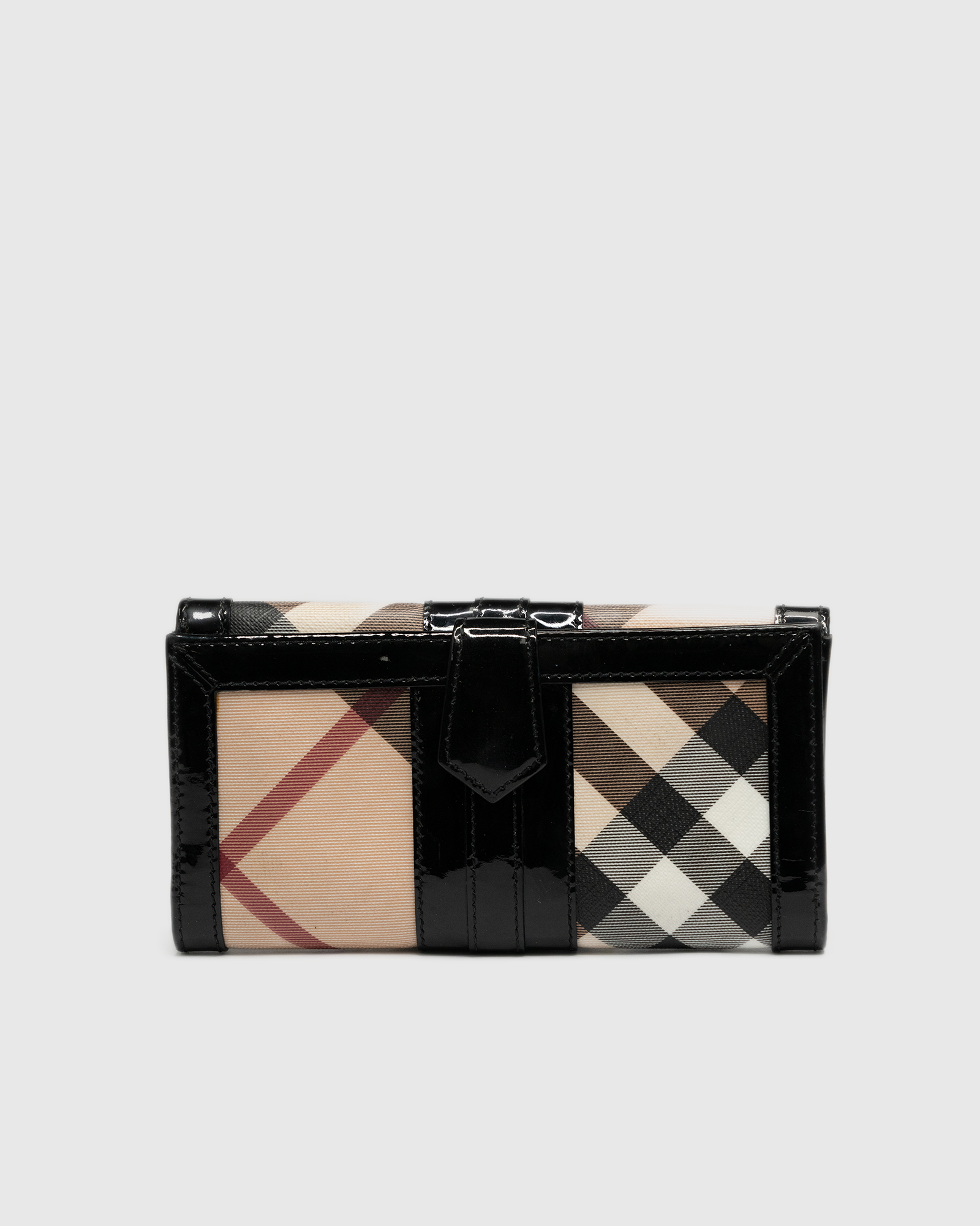 BURBERRY Patent Trim Check Wallet