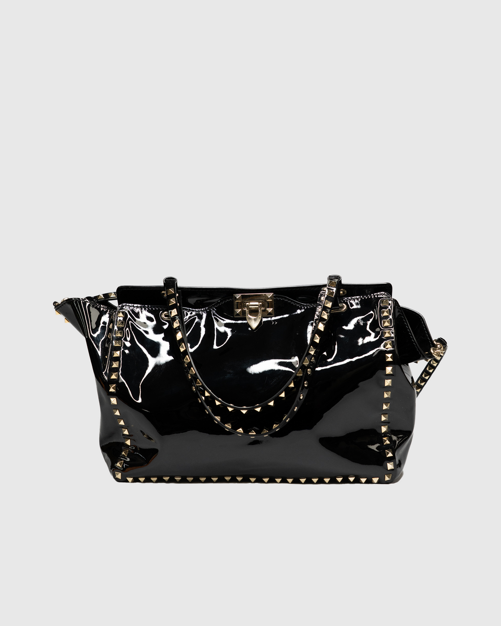 Valentino Garavani Rockstud Patent Leather Tote – Black