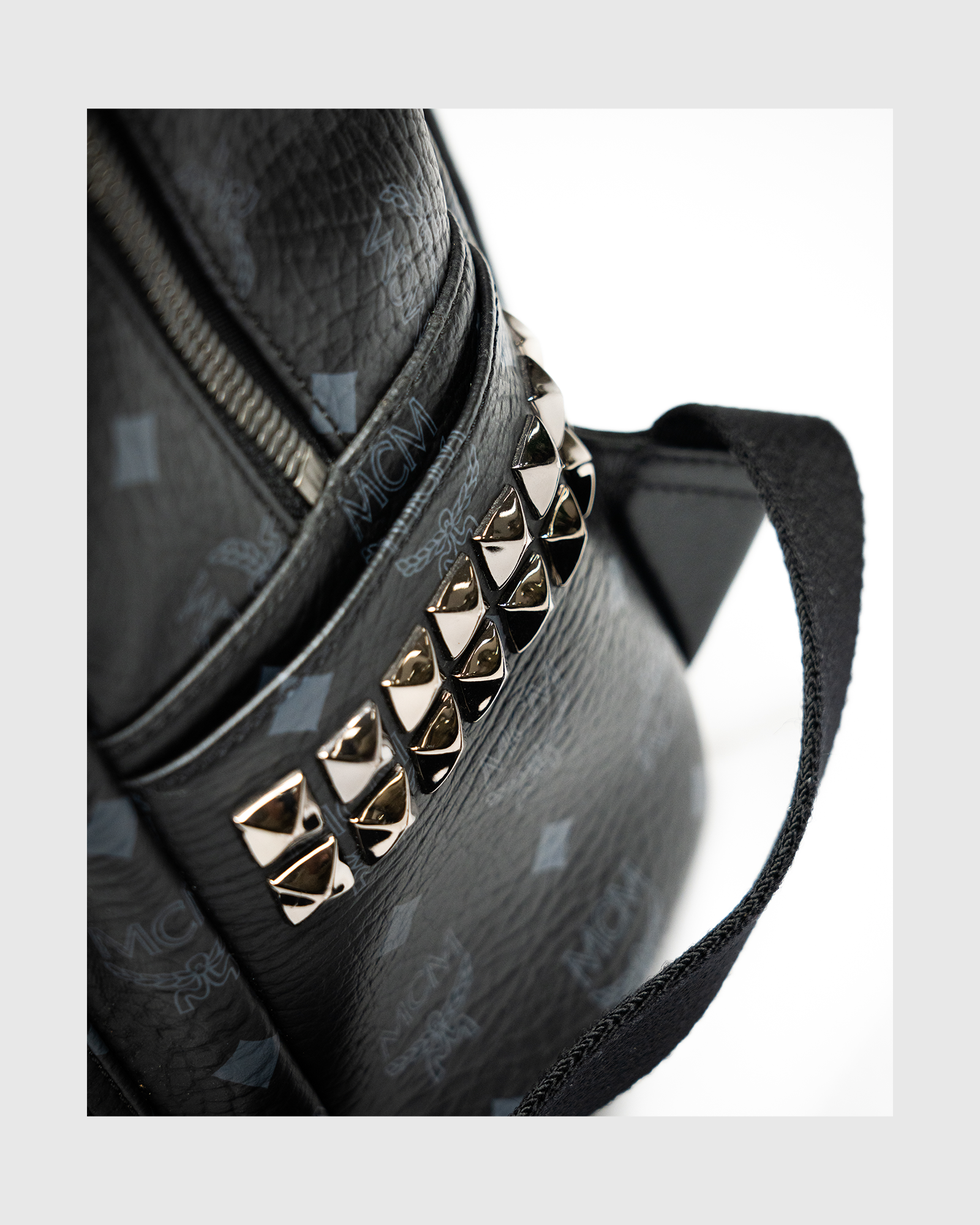 MCM Stark Side Studs Mini Backpack in Visetos - Black