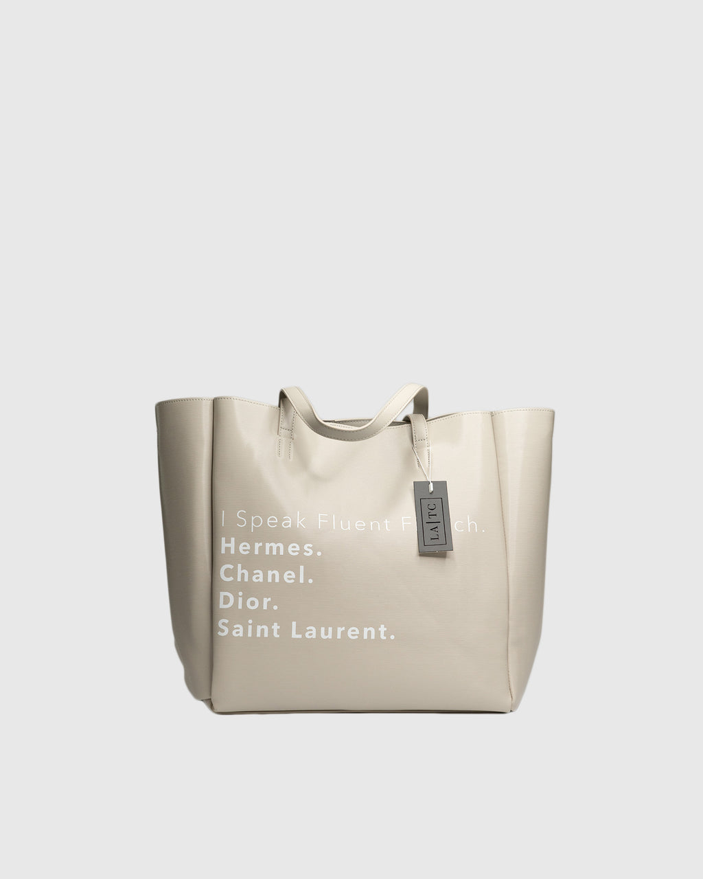 I Speak Fluent French Luxury Tote Bag - Beige
