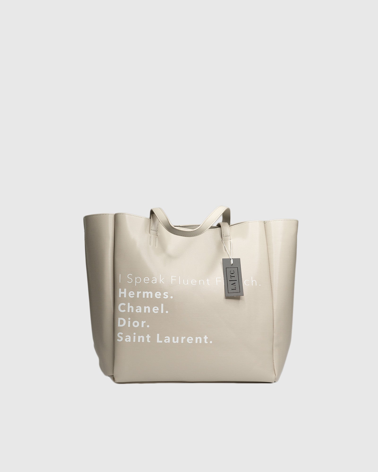 I Speak Fluent French Luxury Tote Bag - Beige